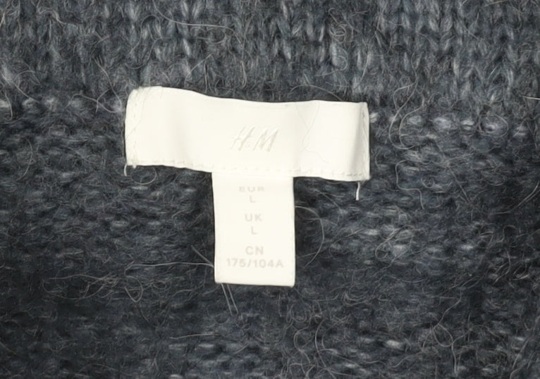 H&M Women's Grey Cowl Neck Chunky Knit Jumper Size L