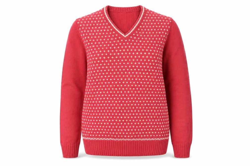 Front view of Topshop Women's Red V-Neck jumper, size L