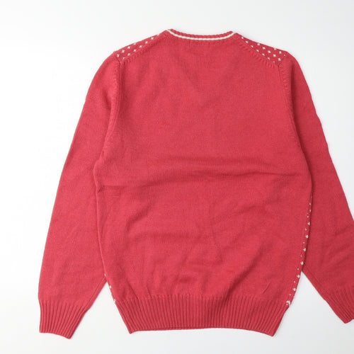 Topshop Women's Red V-Neck Pullover Jumper, Size L