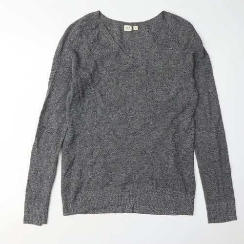 GAP Women's Grey V-Neck Pullover Jumper - Size S