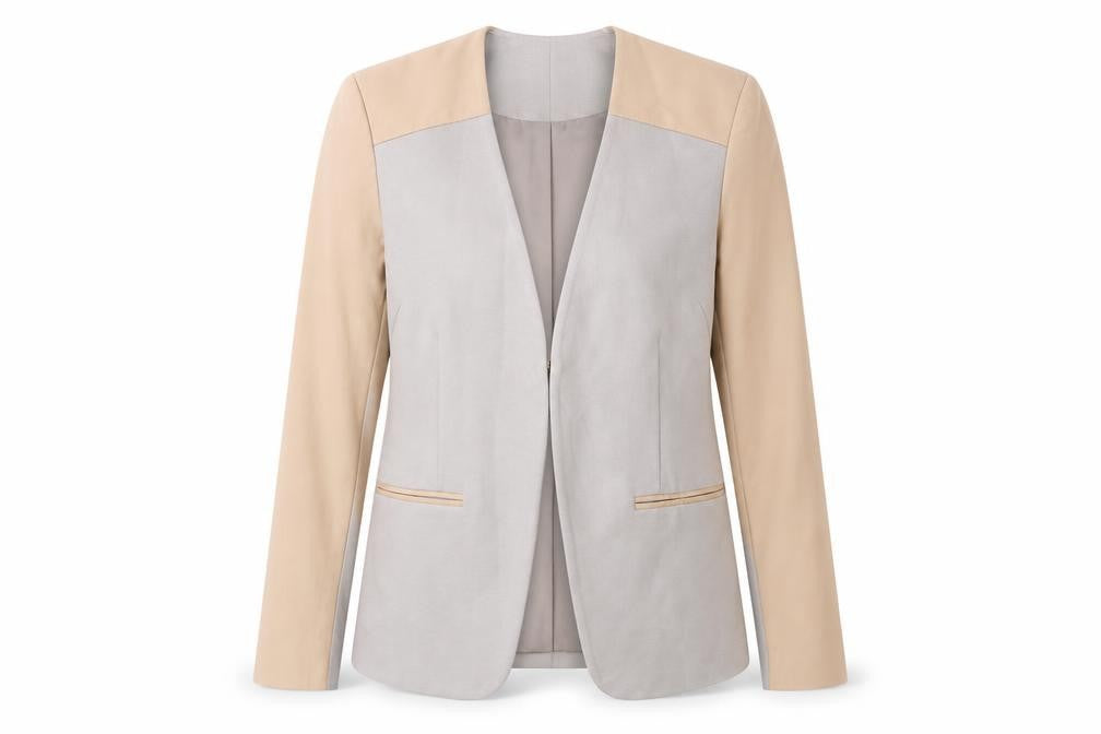 Front view of Isabella Oliver Women's Beige Blazer 2XS Slim Fit
