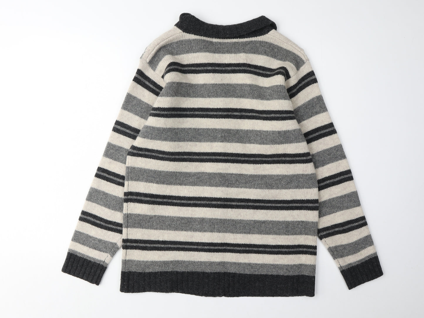 Tulchan Women's Grey Striped Wool Cardigan S