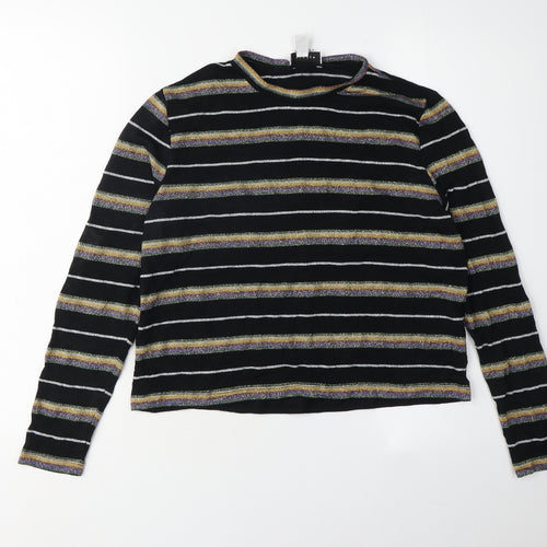 Topshop Women’s Black Striped Pullover Jumper Size 12