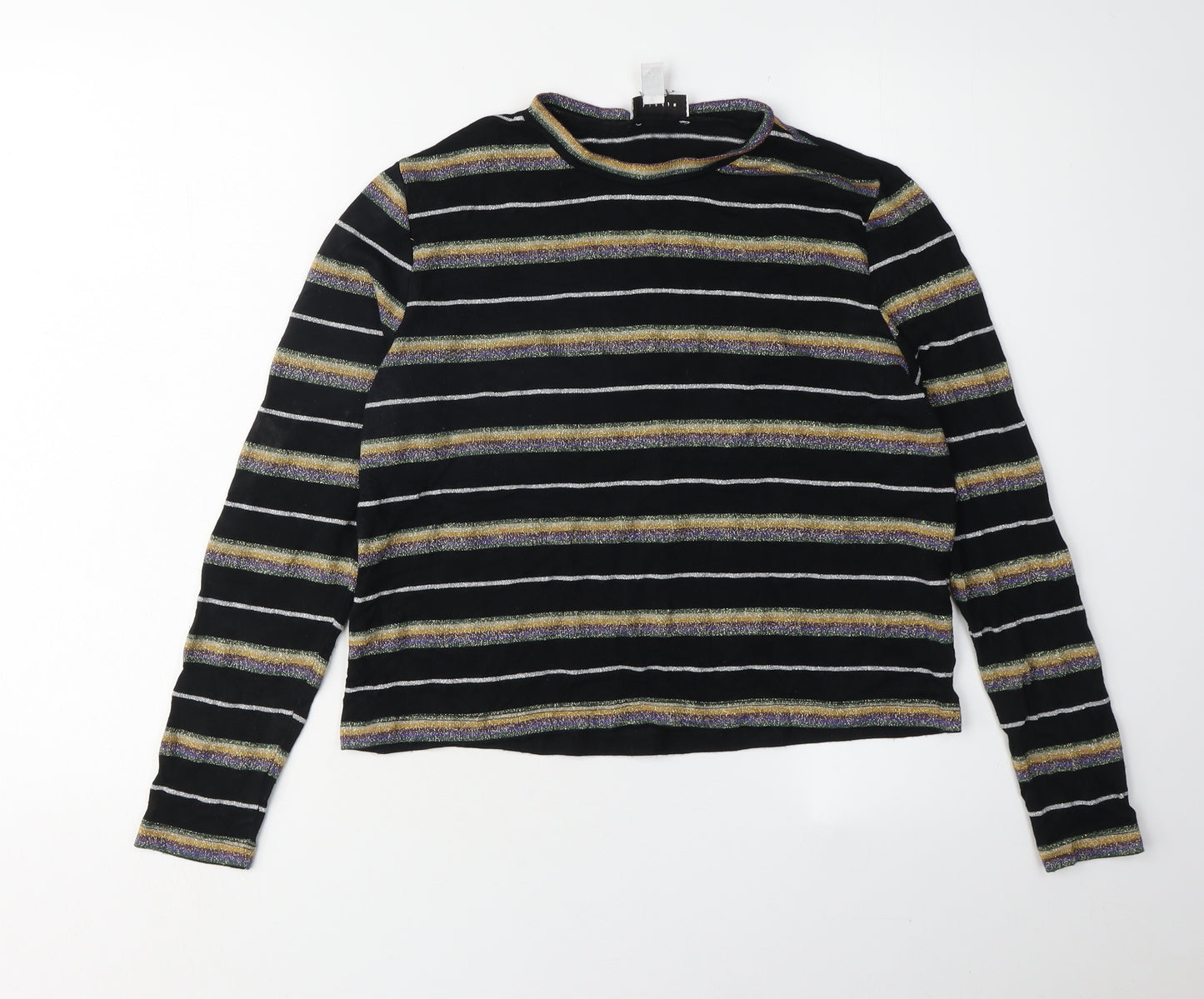 Topshop Women’s Black Striped Pullover Jumper Size 12