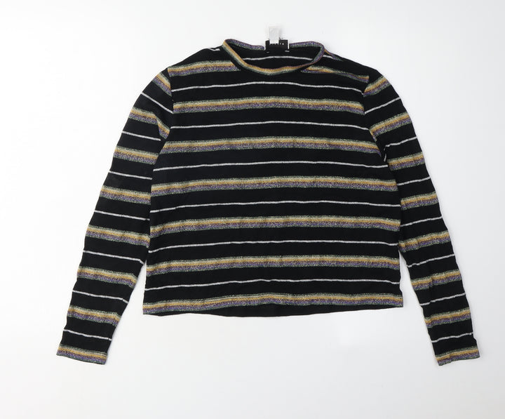 Topshop Women’s Black Striped Pullover Jumper Size 12