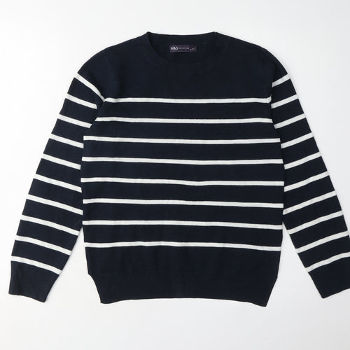 Marks and Spencer Women's Blue Striped Pullover Jumper