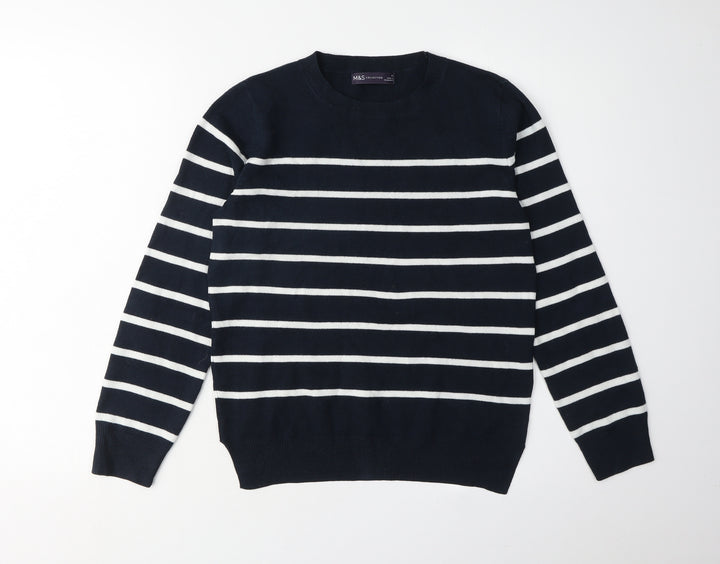 Marks and Spencer Women's Blue Striped Pullover Jumper