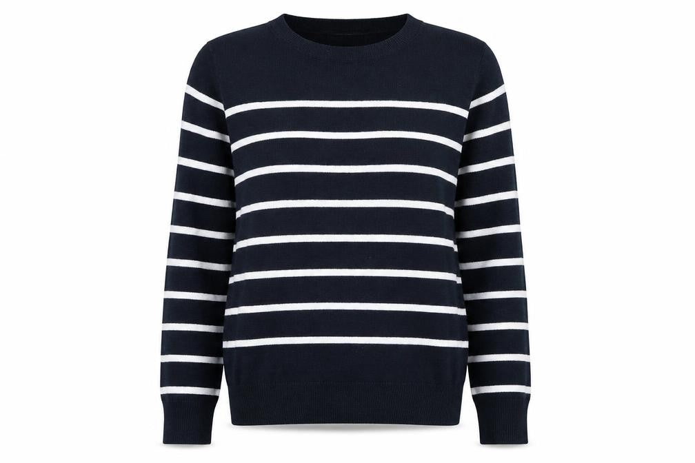 Front view of Marks & Spencer Women's Blue Striped jumper