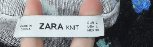 Zara Women's Black Geometric Knit Pullover Jumper L