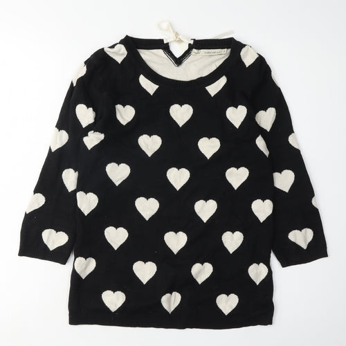 Next Women's Black Heart Pullover Jumper Size 8