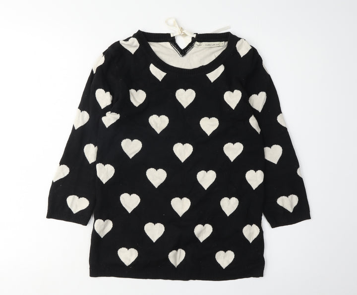 Next Women's Black Heart Pullover Jumper Size 8