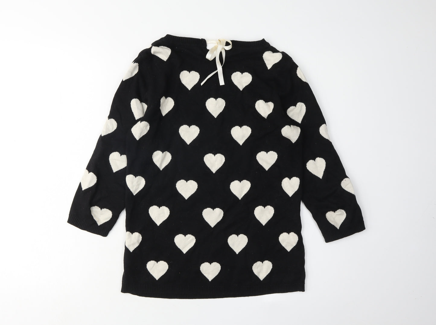 Next Women's Black Heart Pullover Jumper Size 8