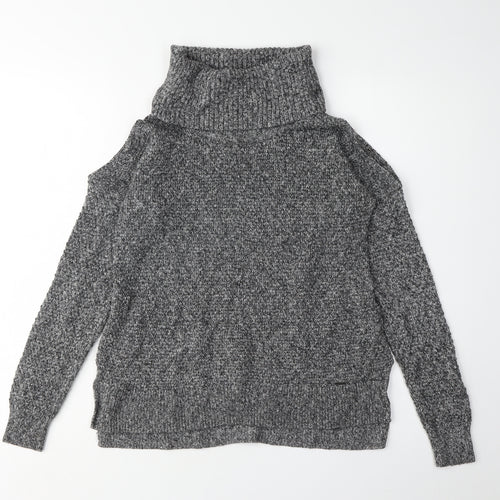 Hollister Women's Grey Roll Neck Jumper XS