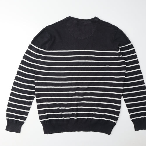 Atlantic Bay Men's Black Striped Pullover Jumper, Size L