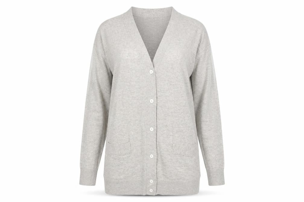 Front view of Gap Women's Grey V-Neck Cardigan XS