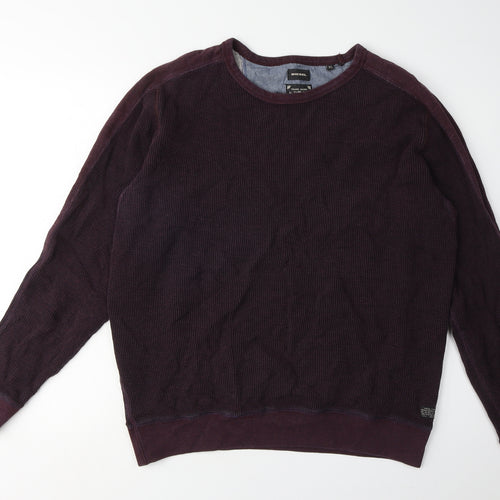 Diesel Men's Purple XL Waffle-Knit Pullover Jumper