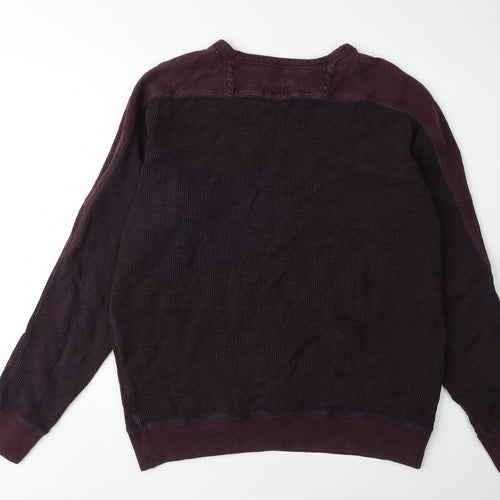 Diesel Men's Purple XL Waffle-Knit Pullover Jumper