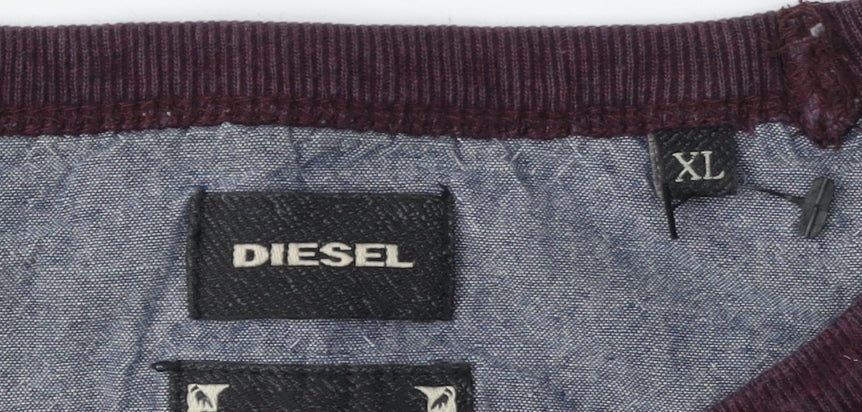 Diesel Men's Purple XL Waffle-Knit Pullover Jumper