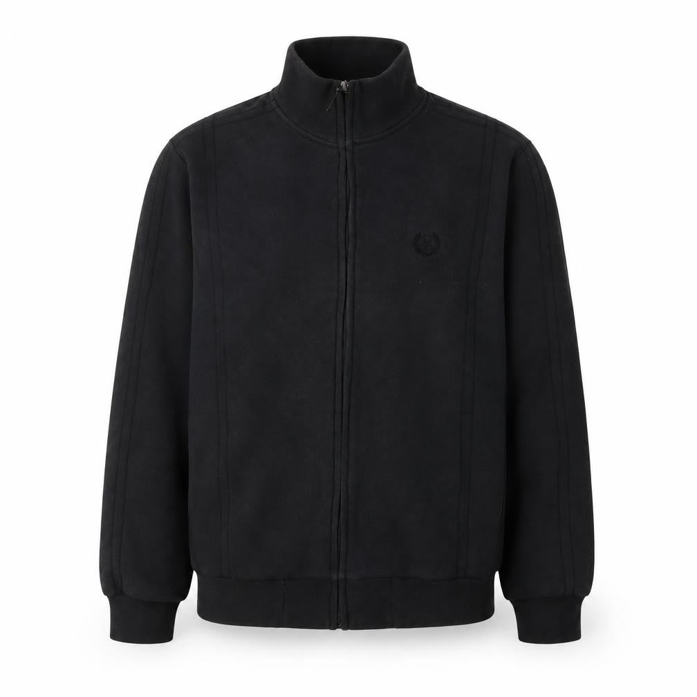 Front view of Noi Polloi Men's Black Full Zip Sweatshirt M