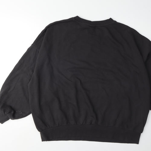 H&M Unisex Black Graphic Print Pullover Sweatshirt L