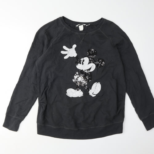 H&M Women's Black Mickey Mouse Pullover Sweatshirt M
