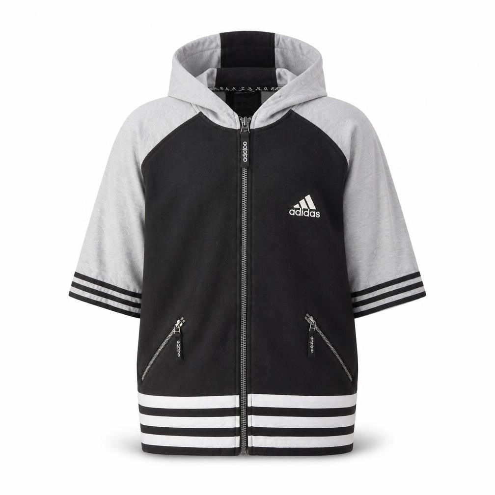 Front view of Adidas Men's Black Full Zip Hoodie, size M
