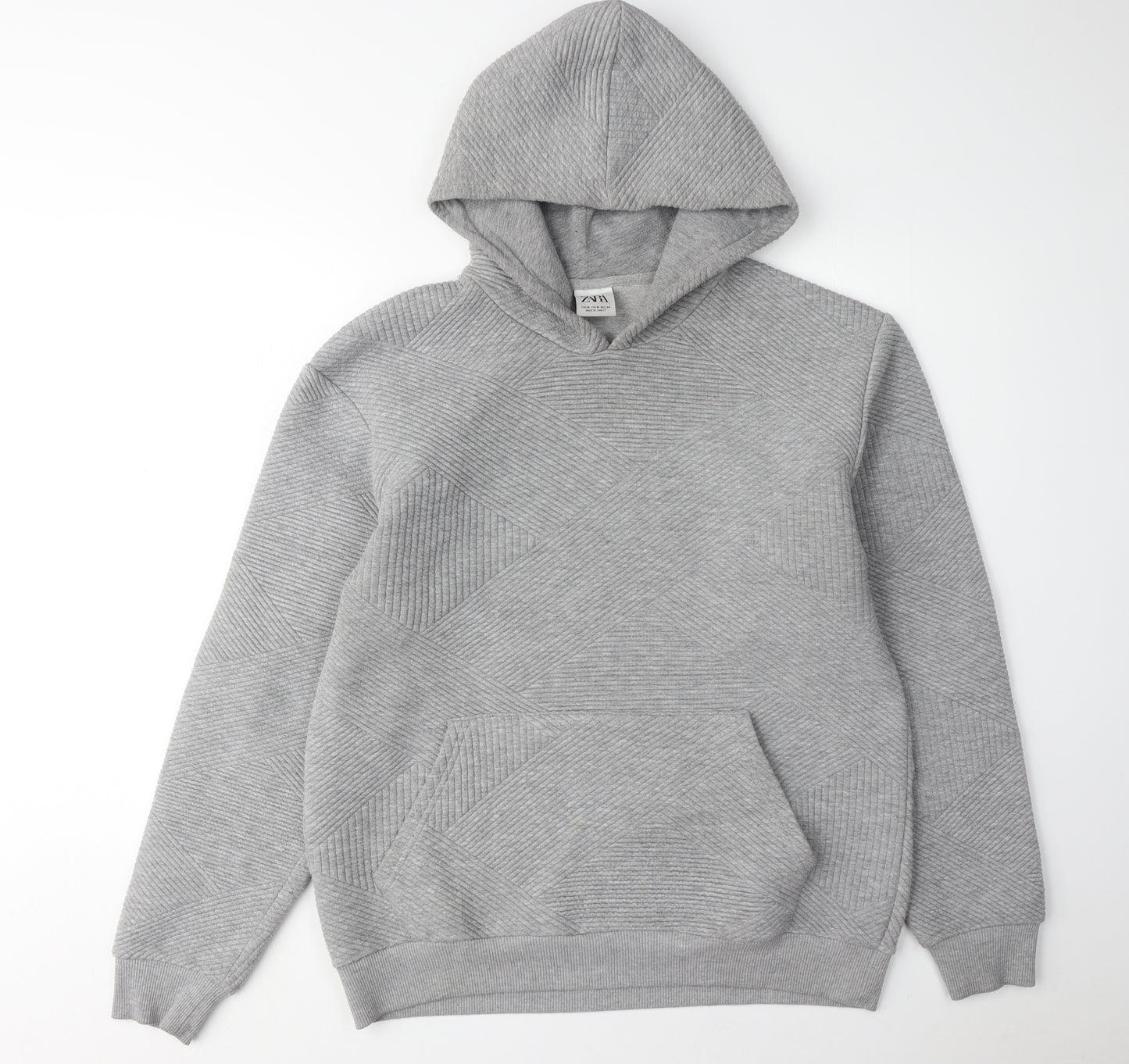Zara Men's Grey Pullover Hoodie M - Stylish & Comfy