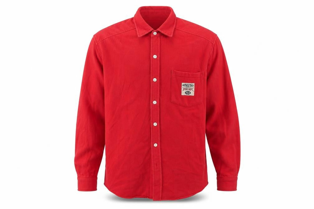 Front view of Gap Men's Red S Long Sleeve Button-Up Shirt