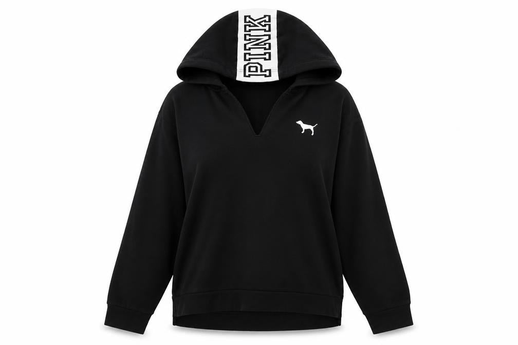 Front view of Victoria's Secret Black Pullover Hoodie, Women S