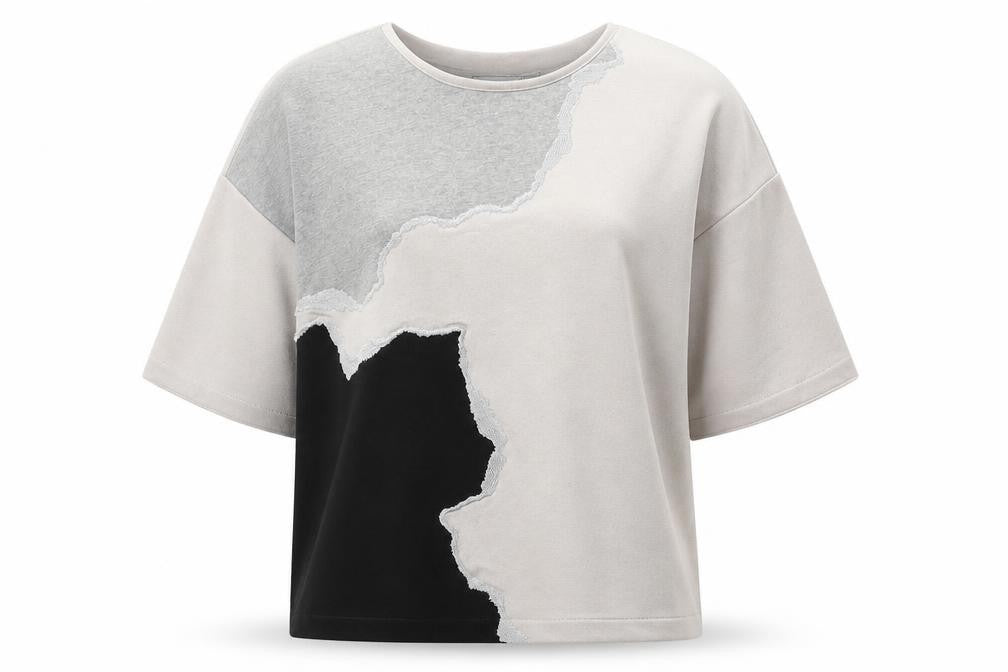 Front view of & Other Stories Women's Crew Neck Jumper, Black/Grey, size 14
