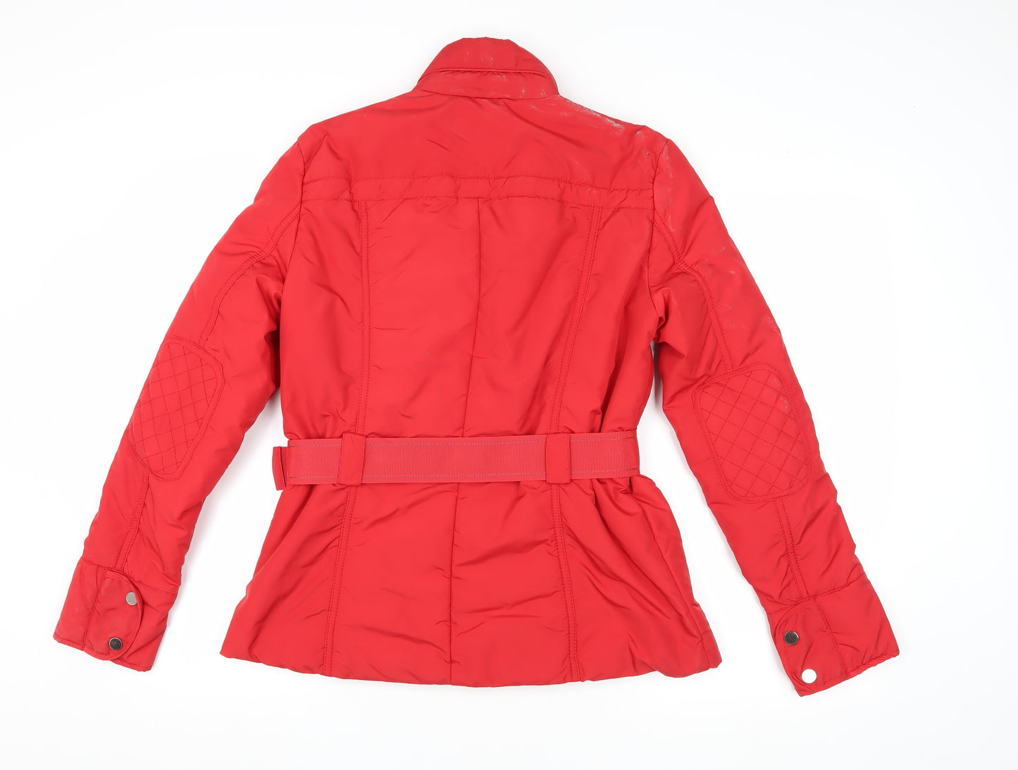 Zara Basic Red Women's Biker Jacket M Quilted Belted