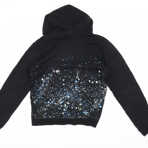 H&M Boys Black Hoodie 11-12 Years Graphic Print Cotton