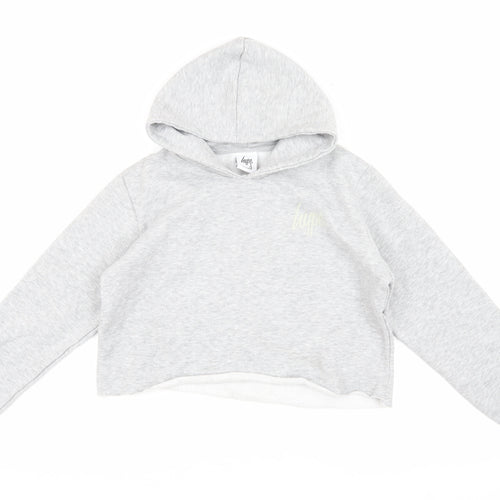Hype Girls Grey Cotton Hoodie Pullover, 13 Years, Hooded Casual