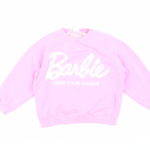 Zara Girls Pink Barbie Pullover Sweatshirt 9-10 Years