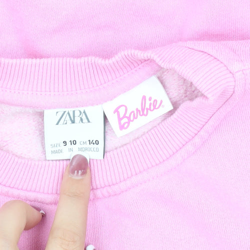 Zara Girls Pink Barbie Pullover Sweatshirt 9-10 Years