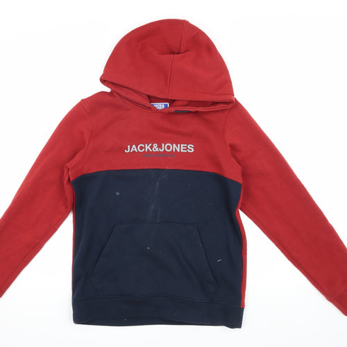Jack & Jones Boys Red Blue Pullover Hoodie Size 164
