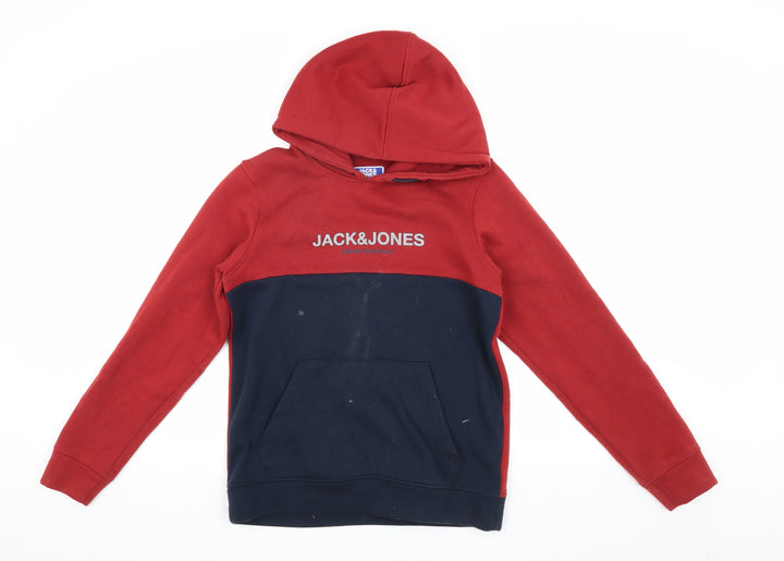 Jack & Jones Boys Red Blue Pullover Hoodie Size 164