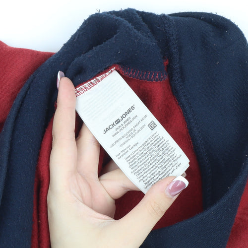 Jack & Jones Boys Red Blue Pullover Hoodie Size 164