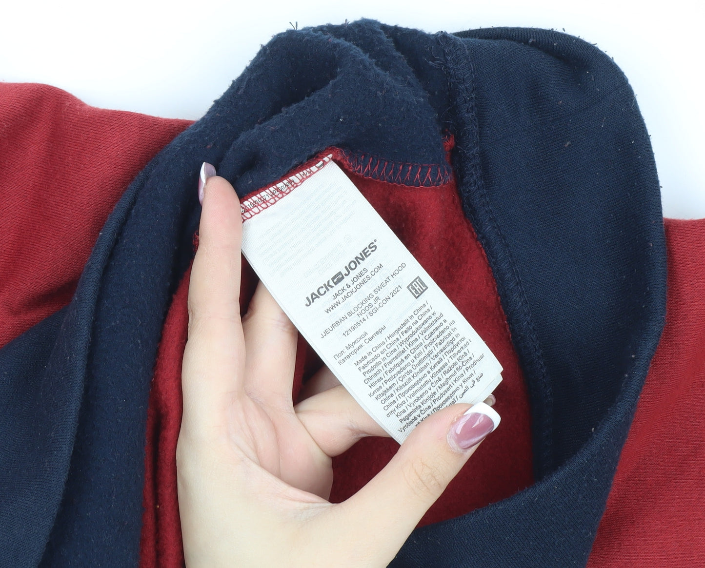 Jack & Jones Boys Red Blue Pullover Hoodie Size 164