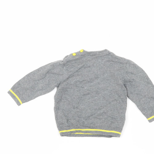 Batman Boys Grey 6-9M Superhero Jumper with Button Closure