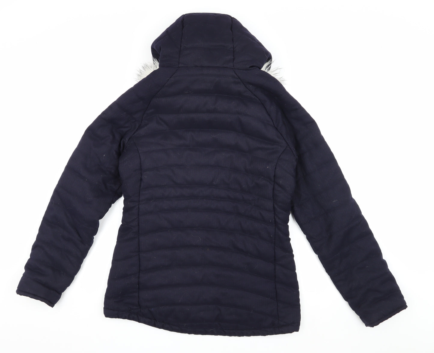 Craghoppers Women's Blue Puffer Jacket Size 10 with Fur Trim