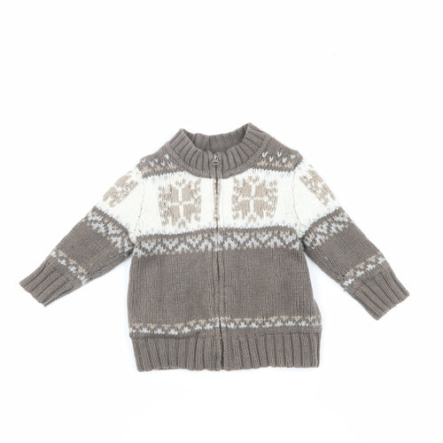 Gap Unisex Baby Toddler Brown Fair Isle Puffer Jacket 12-18M