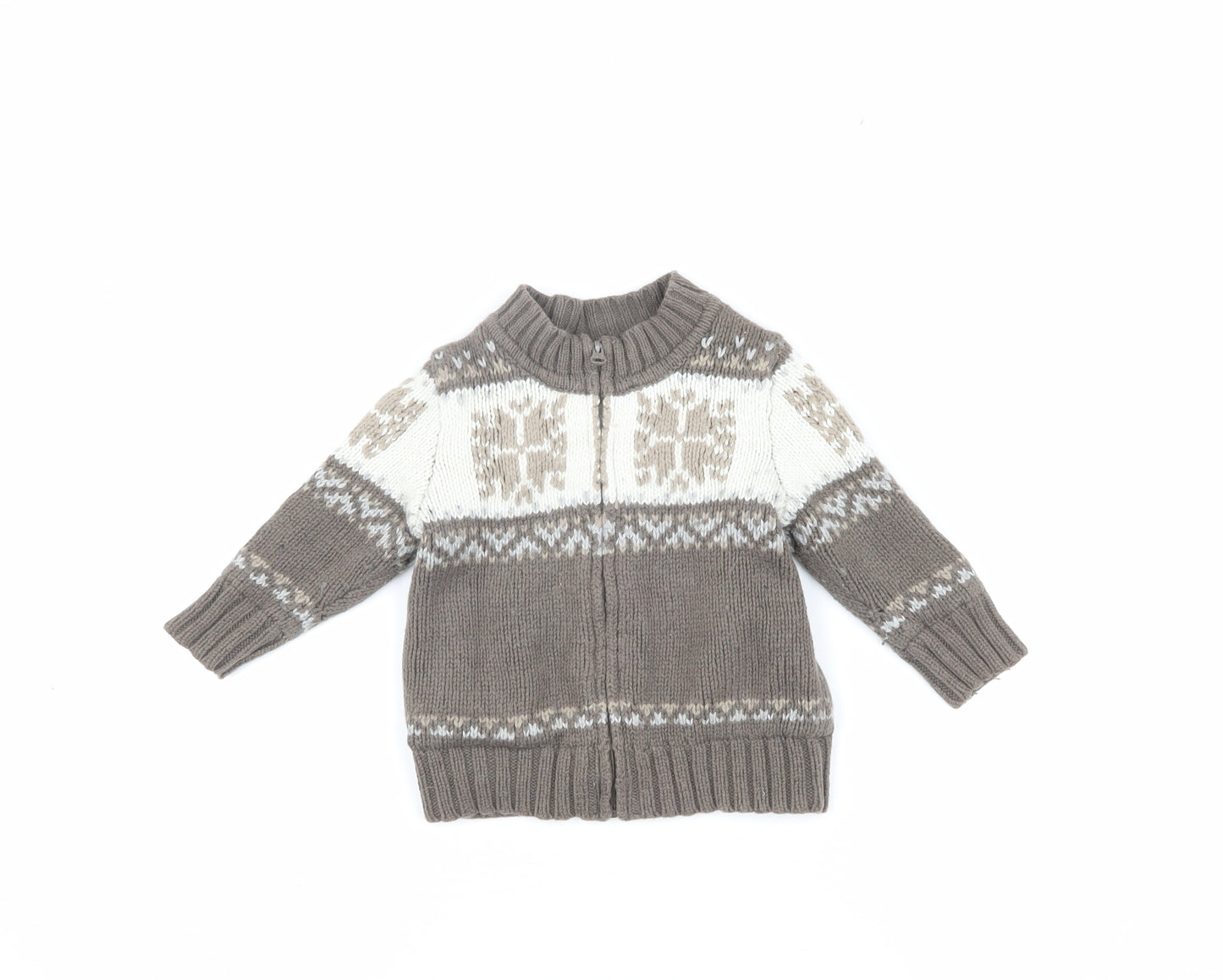 Gap Unisex Baby Toddler Brown Fair Isle Puffer Jacket 12-18M