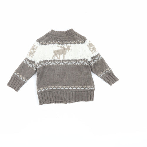 Gap Unisex Baby Toddler Brown Fair Isle Puffer Jacket 12-18M