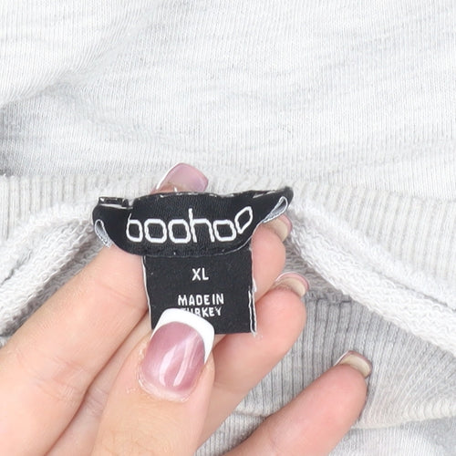 Boohoo Unisex Grey Graphic Print Pullover Sweatshirt XL