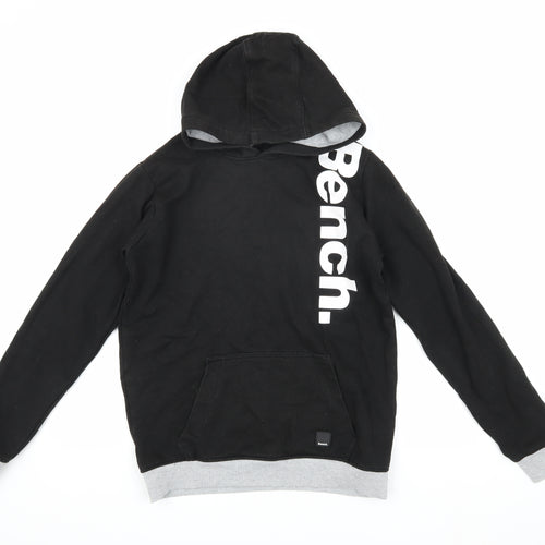 Bench Boys Black Pullover Hoodie with Logo, Size 13 Years