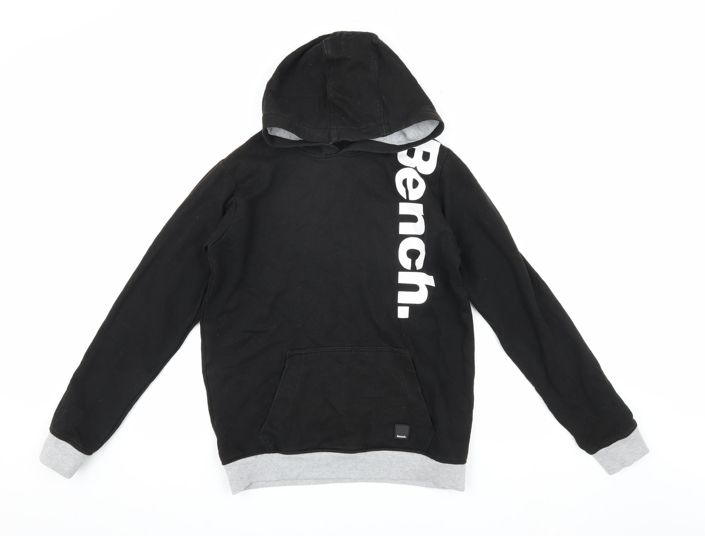 Bench Boys Black Pullover Hoodie with Logo, Size 13 Years