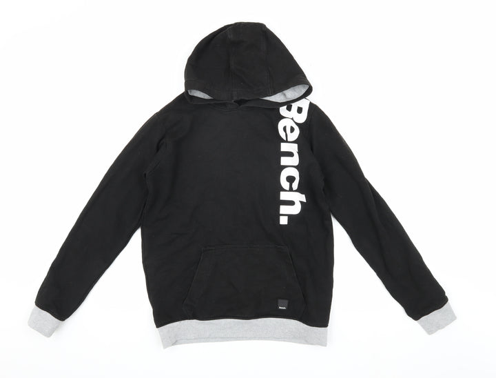 Bench Boys Black Pullover Hoodie with Logo, Size 13 Years