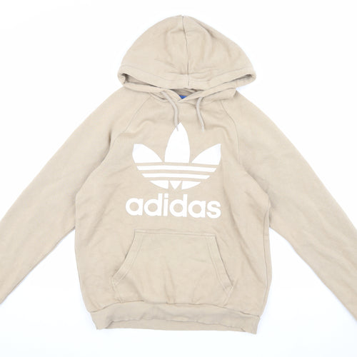 Adidas Men’s Beige Pullover Hoodie, Size S, Graphic Print