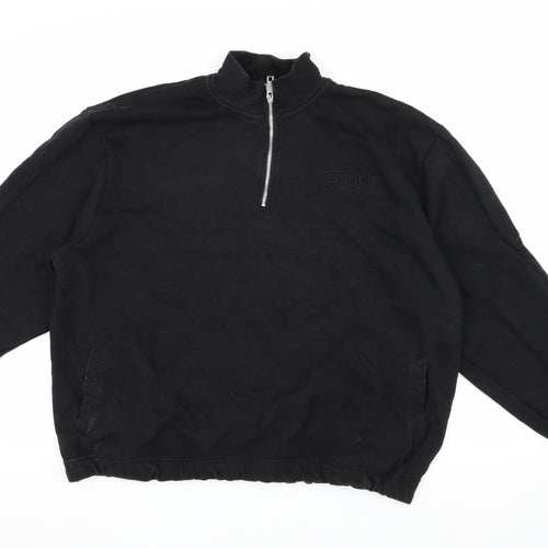 boohooMAN Black XL Men's Lightweight 1/4 Zip Sweatshirt